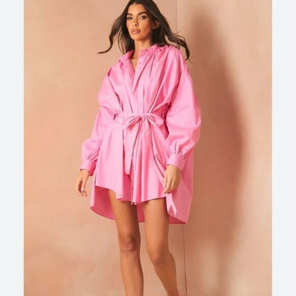 Pink Poplin Cape Shirt Dress Size US 8 (uk 12) Great Condition